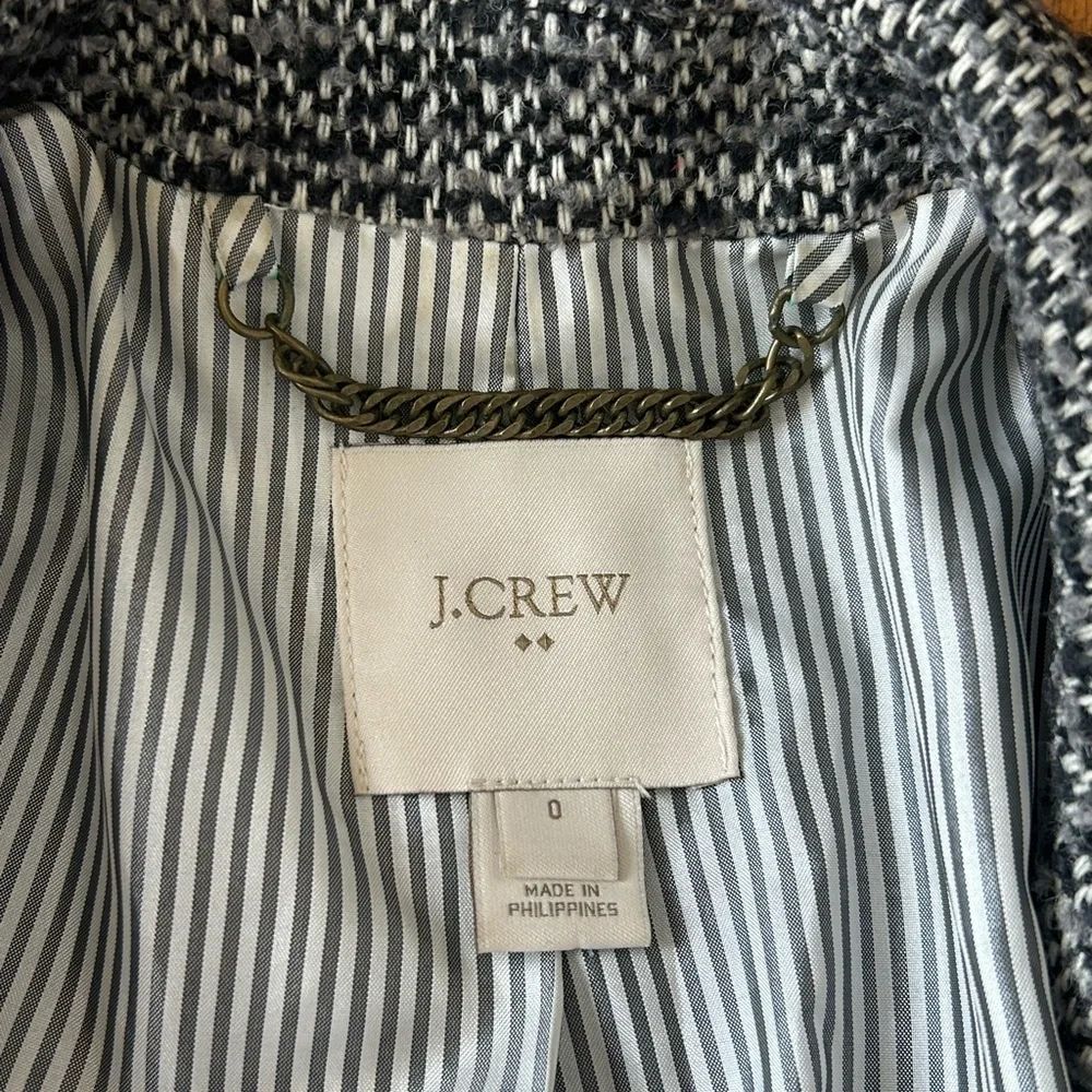 J. Crew Women's Tweed Tailored-Fit Mid-Length Wool Blend  Topcoat Sz 0 - Picture 7 of 11